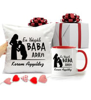 En Yakışıklı Baba Adayı Kupa Bardağı ve Yastığı Hediye Seti (Model 1)