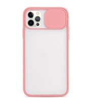 Ally İPhone 12 Pro 6.1 Kamera koruyucu Sürgülü Şeffaf Kılıf (Pembe)