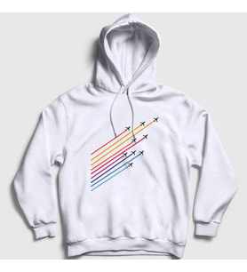 Presmono Unisex Beyaz Show Pilot Airplane Uçak Kapüşonlu Sweatshirt 411692tt (Beyaz)