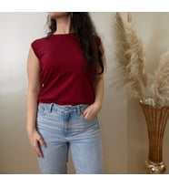 Kadın Sıfır Kol Bisiklet Yaka Body  (Bordo)