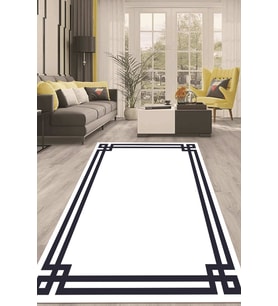 Dijital Kaymaz Taban Yıkanabilir Modern Renkli Salon Halısı Mutfak Halısı Yolluk ND-HT-430 (Lacivert)