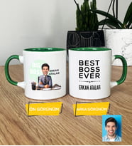 Kişiye Özel Karikatürlü Patron Hediye Kupa Bardak Big Boss Patrona Doğum Günü Hediyesi (Yeşil)