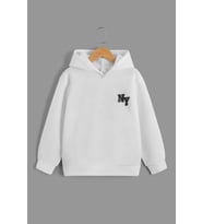 Ny Baskılı Erkek - Kız Çocuk Rahat Kalıp Sweatshirt (Beyaz)