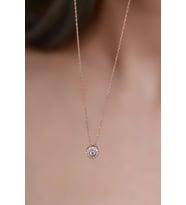 Papatya Silver 925 Ayar Gümüş Tek Taş Kolye (Rose)
