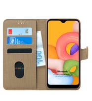 Samsung Galaxy A01 Kılıf Fabric Book Wallet (Gold)