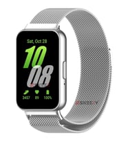 Sneezy Samsung Galaxy Fit 3 İle Uyumlu Woven Wire Tasarım Metal Hasır Kordon (Gümüş)