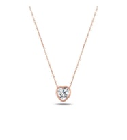 Kalp Zirkon Taşlı Tektaş Kolye (Rose)