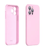Baseus Liquid iPhone 13 Pro Max Kılıf Kamera Korumalı İçi Kadife Silikon Kılıf (Pembe)