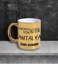 Antalya Temalı Kişiye Özel İsim ve/veya Fotoğraflı Kupa Bardak No:X025-07 (Gold)