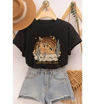 Unisex Good Things Will Come Baskılı Tasarım Tshirt (Siyah)