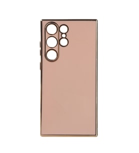 Samsung Galaxy S23 Ultra Kılıf Kenarları Gold Kamera Korumalı Renkli Pastel Silikon Siyah BARK (Rose - Gold)