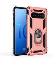 Samsung Galaxy S10 Kılıf Yüzüklü Zırh Tank Vega (Rose)