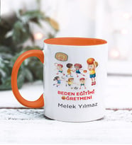 Beden Eğitimi Öğretmeni Tasarımlı Kişiye Özel Kupa Bardak (Turuncu)