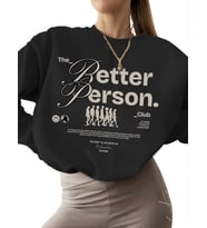 kalın Bej kadın erkek 3 iplik şardonlu bisiklet yaka Sweatshirt Daha i·yi i·nsan Baskılı unisex (Siyah)
