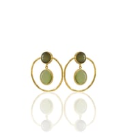 Kadir Jewellery 22 Ayar Altın Kaplama Kadın Halka Küpe -El İşçiliği Ve Hipoalerjenik Küpe (Zeytin Yeşili)