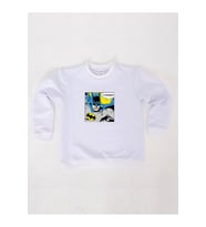 Batman baskılı pamuklu kumaş çocuk sweatshirt (Beyaz)