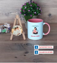 Anne Adayı Kupa Bardak Beyaz ve Fotoğraflı Ahşap Anahtarlık Hediye (Model 6)