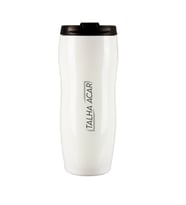 İnce Belli Çelik Termos Bardak Kişiye Özel 400 ML - M1 (Beyaz)