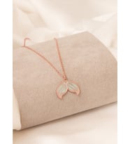 MİNELİ KALPLİ YUNUS KUYRUĞU GÜMÜŞ KOLYE (Rose)