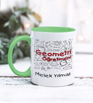 Geometri Öğretmeni Tasarımlı Kişiye Özel Kupa Bardak (Yeşil)