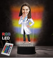 Doğum Günü Hediyesi,Sevgiliye Hediye, Kişiye Özel Fotoğraflı Kadın Doktor2 Karikatür 3D Led Lamba (RGB)