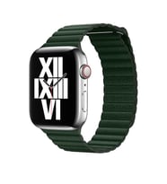 Uyumlu Model Apple Watch 7 8 45mm Kordon Deri Loop Kordon (Koyu Yeşil)