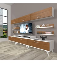 Decoraktiv Ekoflex 8y Slm Retro Tv Ünitesi Tv Sehpası (Beyaz - Ceviz)