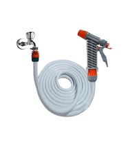 Plasyay Yerli Basınçlı Düz Sulama ve Yıkama Hortum ve Ayarlı Tetik aşlıklı 10 Metre Set (Beyaz)