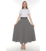 SORALLİNE KADIN ETAMİN DESEN BAHARLIK 95 CM BOYUNDA KLOŞ ETEL 779 (Gri)