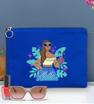 BK Gİft Yaz Temalı-3 Astarlı Portföy Çanta 30x21cm(12 Renk Seçeneği), Baskılı El Çantası, Organizer Çanta (Mavi)