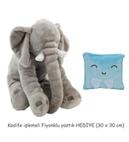 Uyku Arkadaşım Fil 90 Cm  Peluş Fil Yastık Hediyeli (Gri)
