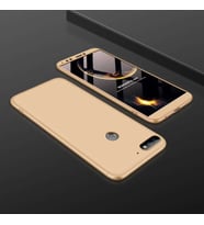 Huawei Y7 2018 Kılıf Kamera Çıkıntılı 360 Tam Koruma Ays (Gold)