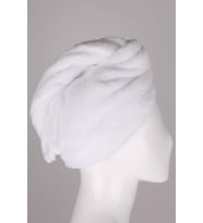 Mikrofiber Düğmeli Saç Kurulama Havlu Bone (Beyaz)