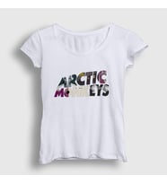 Presmono Kadın Sarı Mask Arctic Monkeys T-Shirt 14694tt (Beyaz)