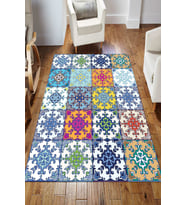 Dijital Kaymaz Taban Yıkanabilir Salon Halısı Mutfak Halısı Koridor Halısı Yolluk ND-HS-477 (Mavi)
