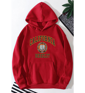 Unisex California Baskılı Sweatshirt (Kırmızı)