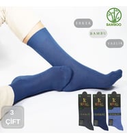 Bambu Erkek Soket Düz Uzun Çorap Klasik Yazlık Dikişsiz 3'lü Premium Set (Model 3)