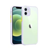 Uyumlu Model Apple iPhone 12 Kılıf Kenar Renkli Sararmaz Şeffaf Kapak (Mor)