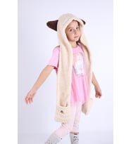 Babyhola Kız Erkek Babyhola Kız Erkek Çocuk Kulaklı Peluş Bere Cep Eldivenli Kışlık 1300 (Bej)