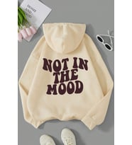 Havamda Değilim Baskılı Oversize Sweatshirt (Bej)
