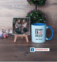 Ablaya Hediye Fotoğraflı Dekoratif Taş, Kupa Bardak Beyaz Hediye (Model 4)