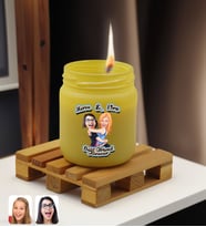 BK Gift Kişiye Özel DTF Best Friend Karikatürlü Renkli Cam Kavanozda Kokulu Mum-1(13 Renk Seçeneği), Arkadaşa Hediye, Doğum Günü Hediyesi (Sarı)