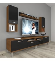 Decoraktiv Eko 5220da Mdf Krom Ayaklı Tv Ünitesi Tv Sehpası (Siyah - Ceviz)