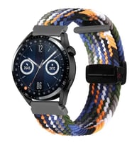 Sneezy Samsung Galaxy Watch 5 Pro R-920 İle Uyumlu 20mm FiberLink Manyetik Tokalı Kumaş Örgü Kordon (Siyah-Turuncu) (Siyah - Turuncu)