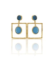 Kadir Jewellery 22 Ayar Altın Kaplama Kadın Sallantılı Küpe -El İşçiliği Ve Hipoalerjenik Küpe-E85 (Koyu Mavi)