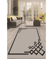 Dijital Kaymaz Taban Yıkanabilir Modern Renkli Salon Halısı Mutfak Halısı Yolluk ND-HT-854 (Gri)