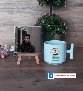 Blogger Fotoğraflı Dekoratif Taş, Kupa Bardak Beyaz Hediye (Model 12)