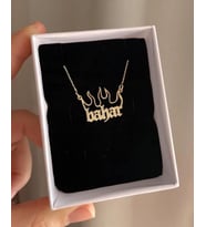 Kişiye Özel 925 Ayar Gümüş Alev Tasarım İsim Kolye (Gold)