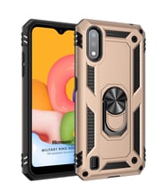 Microsonic Samsung Galaxy A01 Kılıf Military Ring Holder (Gold)