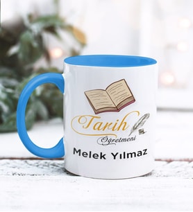 Tarih Öğretmeni Tasarımlı Kişiye Özel Kupa Bardak (Mavi)